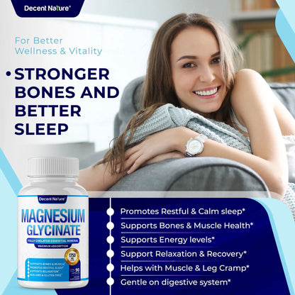 Magnesium Glycinate 525Mg Elemental Magnesium Supplement 90 Capsules